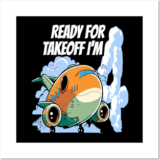 Ready for Takeoff I'm 4 - 4nd Birthday Boy Airplane Theme Posters and Art